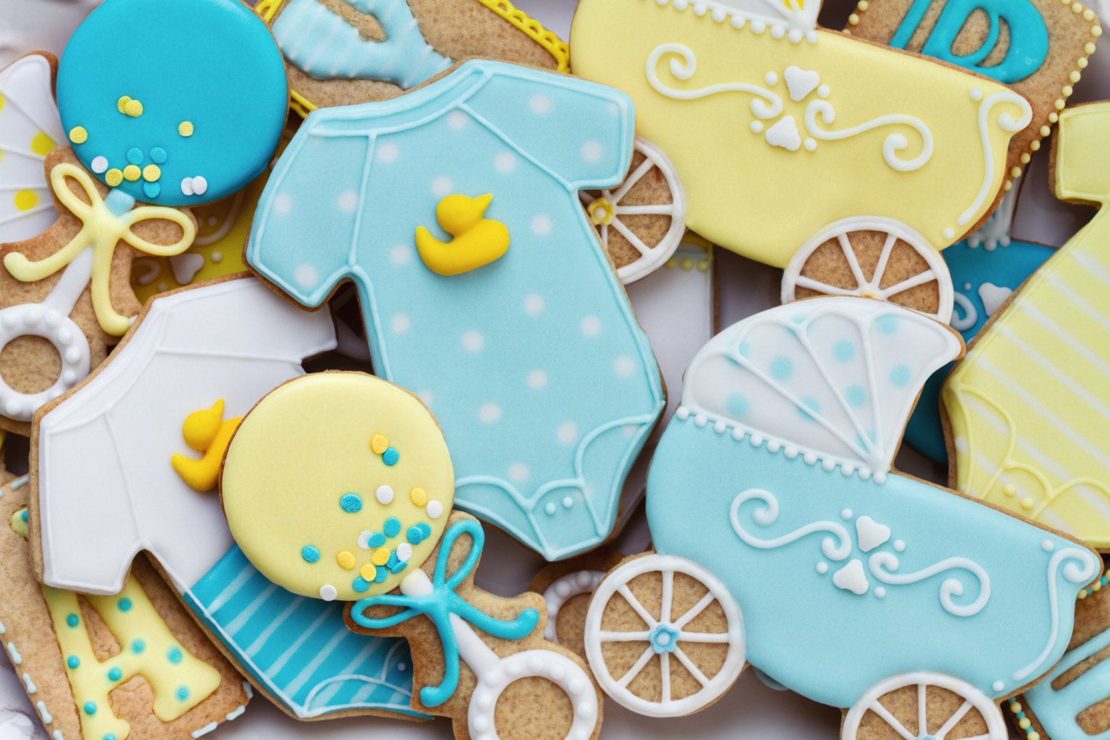 Assortment of baby shower cookies